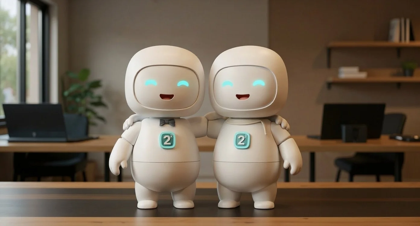 Two AI agents working together in a studio